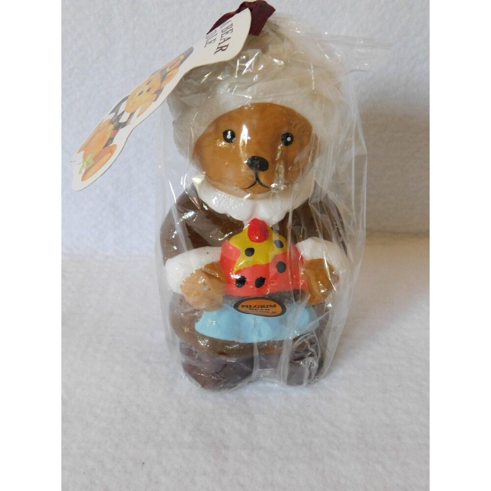 Vintage Collectible Thanksgiving Pilgrim Bear Candle Girl Hand Painted 1997